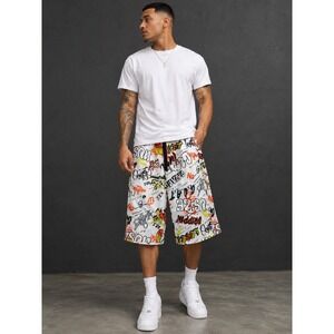 Phat Farm All Over Print Graffiti Shorts Men's Large NWT Y2K Streetwear
